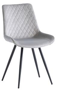 Maija Velvet Dining Chair In Silver With Black Legs