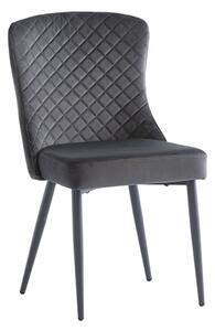 Helmi Velvet Dining Chair In Graphite With Black Legs