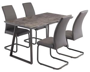 Paroz Grey Glass Top Dining Table With 4 Michigan Grey Chairs