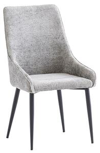 Malie Boucle Fabric Dining Chair In Grey With Black Legs