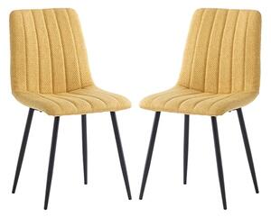 Laney Yellow Fabric Dining Chairs With Black Legs In Pair