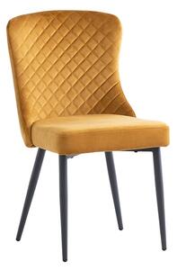 Helmi Velvet Dining Chair In Antique Gold With Black Legs