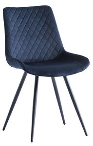 Maija Velvet Dining Chair In Deep Blue With Black Legs