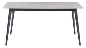 Inbar 160cm Marble Dining Table In Rebecca Grey With Black Legs