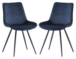 Maija Deep Blue Velvet Dining Chairs With Black Legs In Pair