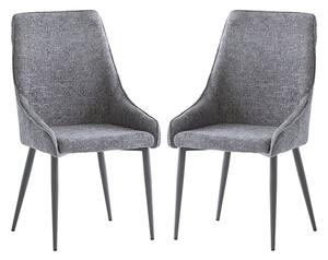 Jacinta Graphite Fabric Dining Chairs With Grey Legs In Pair