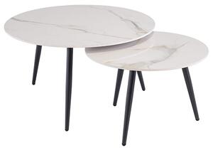 Lerato Round Set Of 2 Marble Coffee Tables In Kass Gold