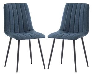 Laney Blue Fabric Dining Chairs With Black Legs In Pair