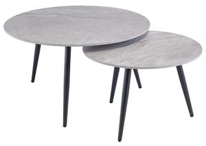 Lerato Round Set Of 2 Marble Coffee Tables In Rebecca Grey