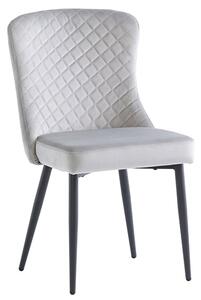 Helmi Velvet Dining Chair In Silver With Black Legs