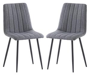 Laney Grey Fabric Dining Chairs With Black Legs In Pair