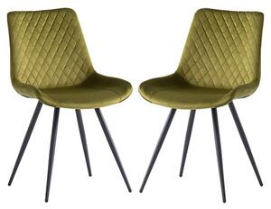 Maija Olive Velvet Dining Chairs With Black Legs In Pair