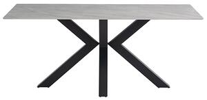 Callie 180cm Marble Dining Table In Rebecca Grey With Black Leg