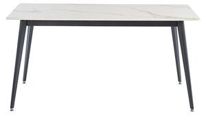 Inbar 160cm Marble Dining Table In Kass Gold With Black Legs