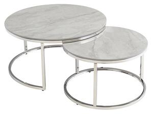 Hennie Round Set Of 2 Marble Coffee Tables In Vilas Grey