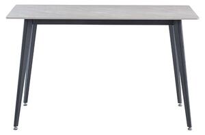 Inbar 130cm Marble Dining Table In Rebecca Grey With Black Legs