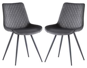 Maija Graphite Velvet Dining Chairs With Black Legs In Pair