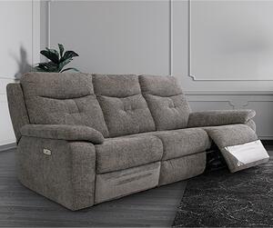 Sotra Fabric Electric Recliner 3 Seater Sofa In Graphite