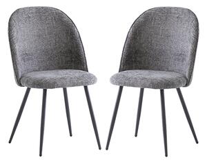 Raisa Graphite Fabric Dining Chairs With Black Legs In Pair