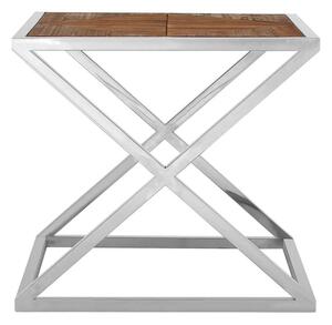 Oliver Wooden Side Table With Stainless Steel Frame In Natural