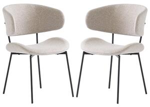 Wera Linen Fabric Dining Chairs With Black Legs In Pair