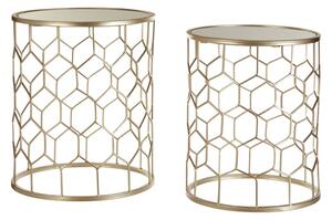 Hannah Mirrored Glass Set Of 2 Side Tables With Champagne Frame