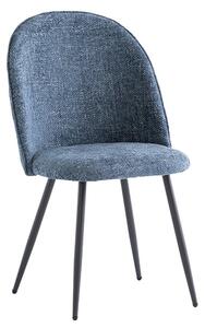 Raisa Fabric Dining Chair In Blue With Black Legs