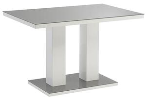 Aarina 120cm Grey Glass Top High Gloss Dining Table In Grey