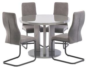 Brambee Glass Grey High Gloss Dining Table 4 Palmen Grey Chairs