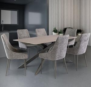 Caelan 160cm Grey Marble Dining Table 6 Jacinta Grey Chairs