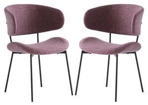 Wera Dusty Rose Fabric Dining Chairs With Black Legs In Pair