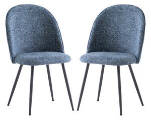 Raisa Blue Fabric Dining Chairs With Black Legs In Pair