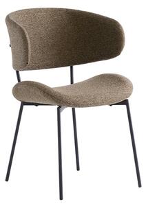 Wera Fabric Dining Chair In Olive Green With Black Legs