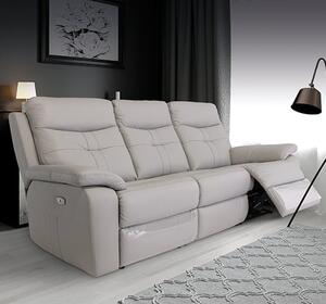 Sotra Fabric Electric Recliner 3 Seater Sofa In Light Grey