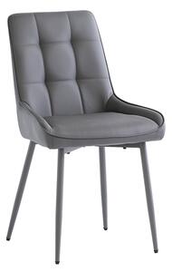 Skye Faux Leather Dining Chair In Grey With Grey Legs