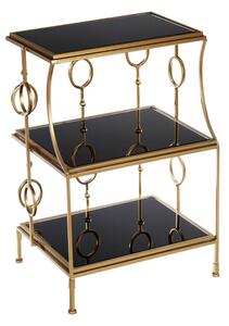 Annie Black Glass 3 Tier Shelving Unit With Gold Frame