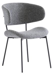 Wera Fabric Dining Chair In Dark Grey With Black Legs