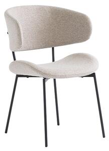 Wera Fabric Dining Chair In Linen With Black Legs