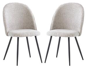 Raisa Silver Fabric Dining Chairs With Black Legs In Pair