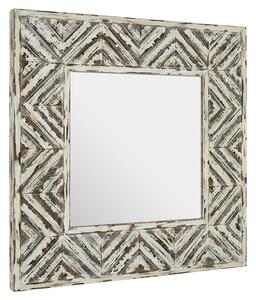 Orphee Square Wall Bedroom Mirror In Distressed White Frame