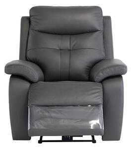 Sotra Faux Leather Electric Recliner Armchair In Charcoal