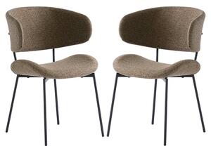 Wera Olive Green Fabric Dining Chairs With Black Legs In Pair