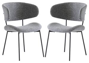 Wera Dark Grey Fabric Dining Chairs With Black Legs In Pair