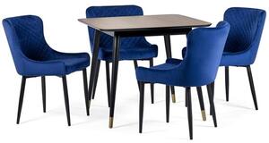 Farica Square Dining Table With 4 Lakia Blue Chairs