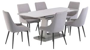 Calgene Extending Grey Gloss Dining Table 6 Remika Grey Chairs