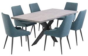 Remika Light Grey Extending Dining Table 6 Remika Teal Chairs