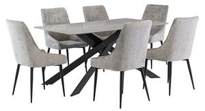 Caelan 160cm Rebecca Grey Marble Dining Table 6 Malie Chairs