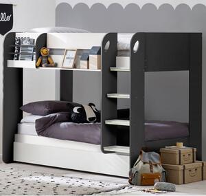 Mars Wooden Bunk Bed With Underbed In Charcoal And White