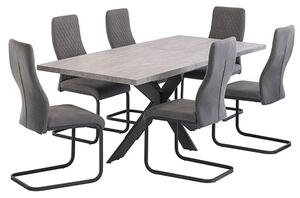 Remika Light Grey Extending Dining Table 6 Palmen Grey Chairs