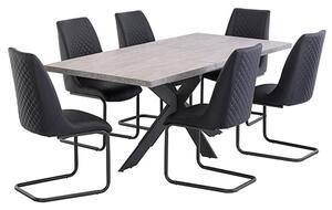 Remika Light Grey Extending Dining Table 6 Revila Grey Chairs